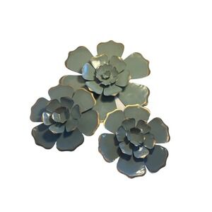 3 Shabby Chic French Country Green w Gold MetalDimensional Wall Decor 12" & 8"